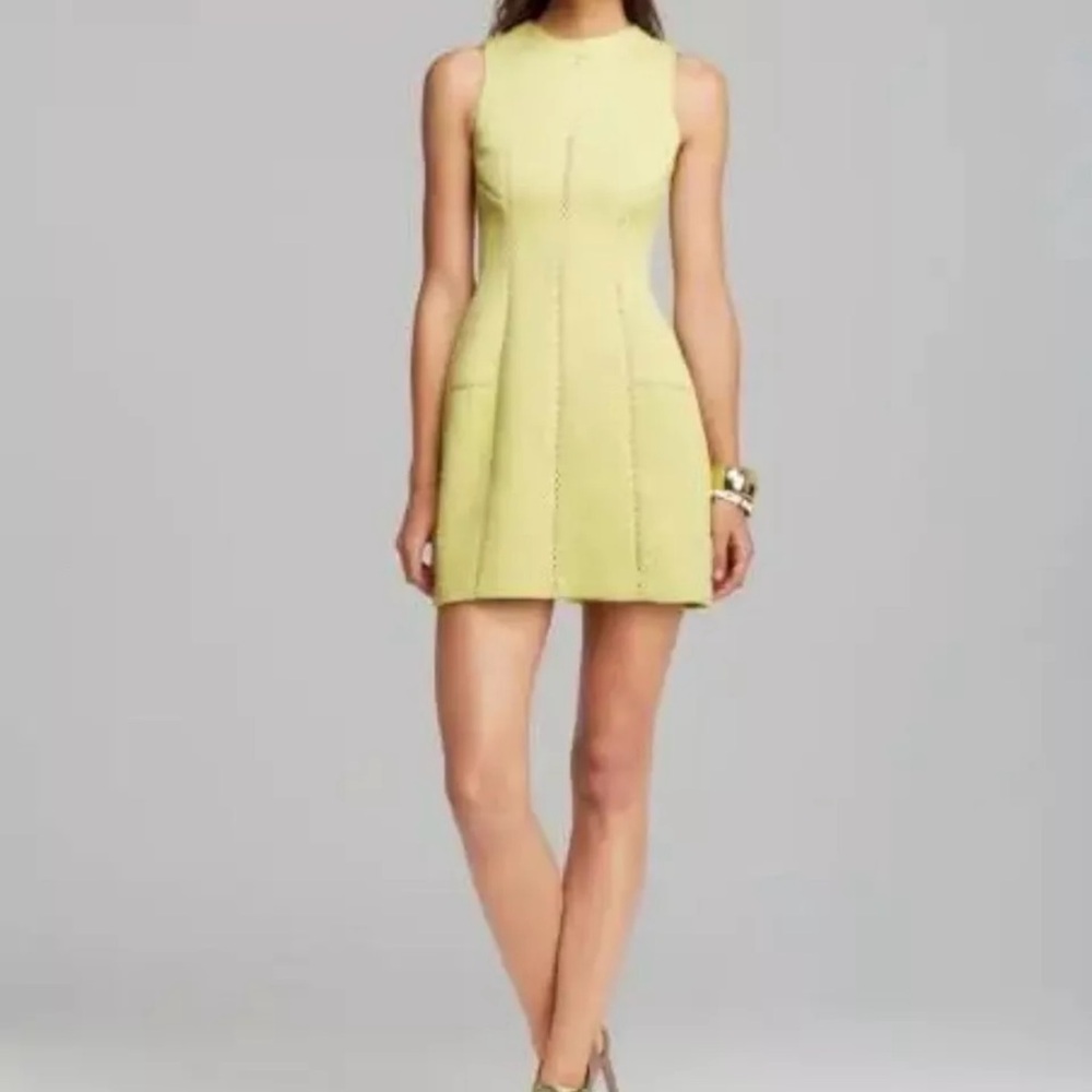 Rebecca Taylor Chartreuse Textured Brocade Dress